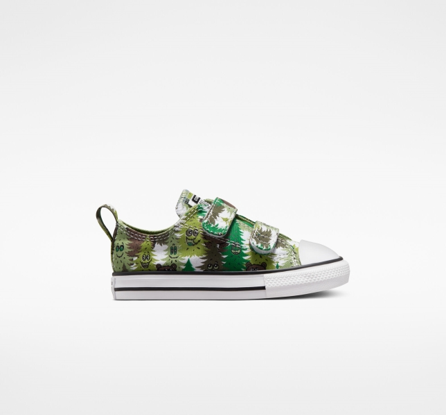 Kids' Converse Chuck Taylor All Star Easy-On Forest Camo Canvas Shoes White / Green / Green | 157-JAYCMQ