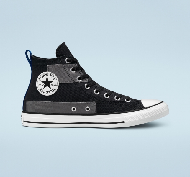 Men's Converse Chuck Taylor All Star Desert Patchwork Canvas Shoes Black / Blue / White | 492-GHZIQJ