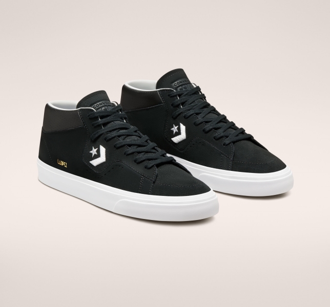Men's Converse CONS Louie Lopez Pro Mid Skate Shoes Black / Black / White | 985-MTDBLI