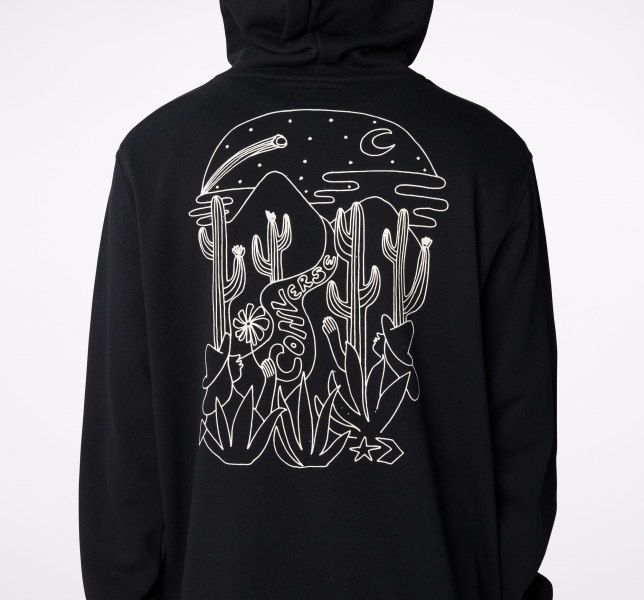 Men's Converse Desert Graphic Hoodie Black | 512-HWDVUE