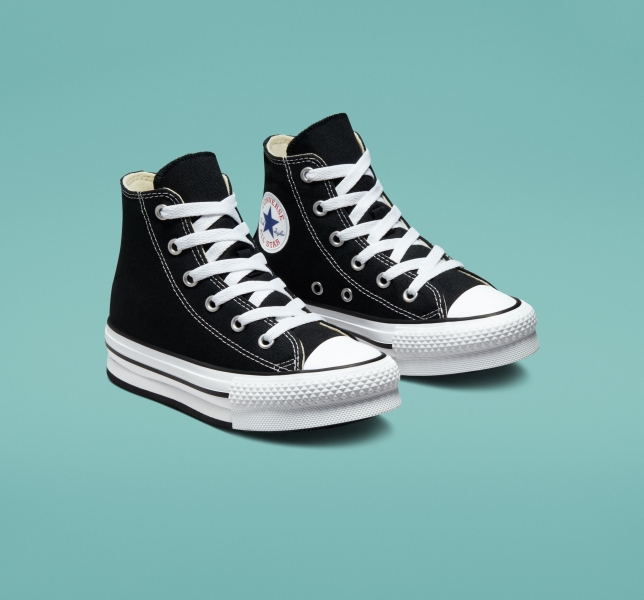 Kids' Converse Chuck Taylor All Star Lift Platform Shoes Black / White / Black | 805-DSMIFX
