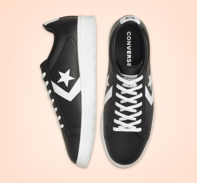 Women's Converse Pro Leather Leather Shoes Black / White / White | 145-MPYHOJ