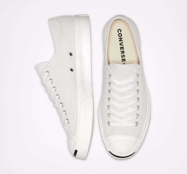 Men's Converse Jack Purcell Canvas Shoes White / White / Black | 319-IRPDGT