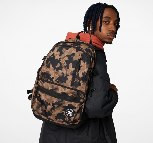 Women's Converse Patterned Straight Edge Bags & Backpacks Camo / Black | 493-SYQMXU