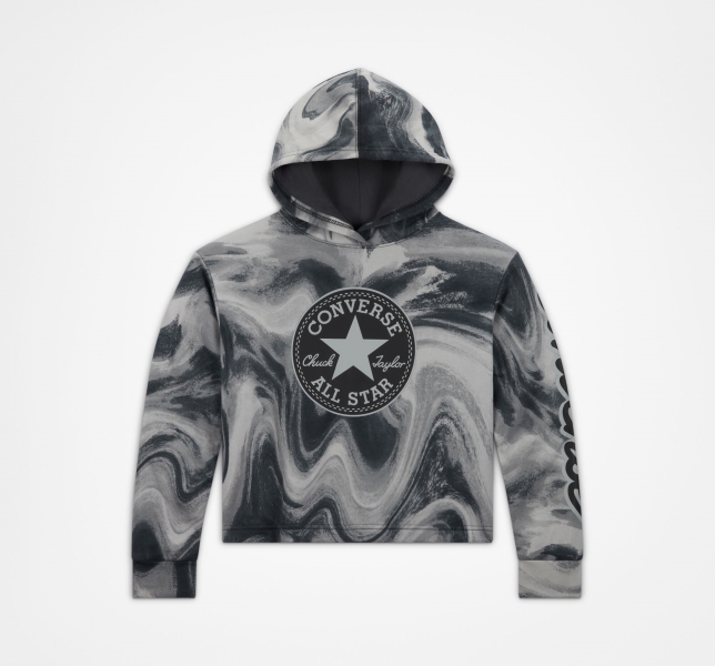 Kids' Converse Dye Printed Chuck Taylor Patch Hoodie Black | 405-XKNBOS