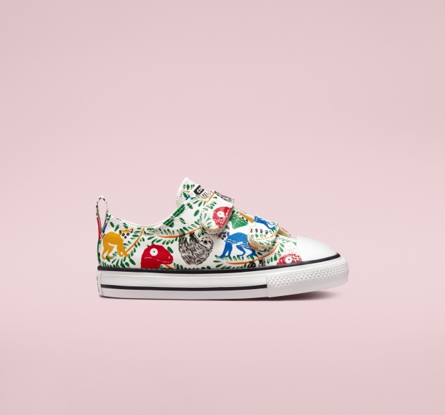 Kids' Converse Chuck Taylor All Star Easy-On Multicolored Animals Canvas Shoes White / Multicolor / Black | 782-WXUDTC