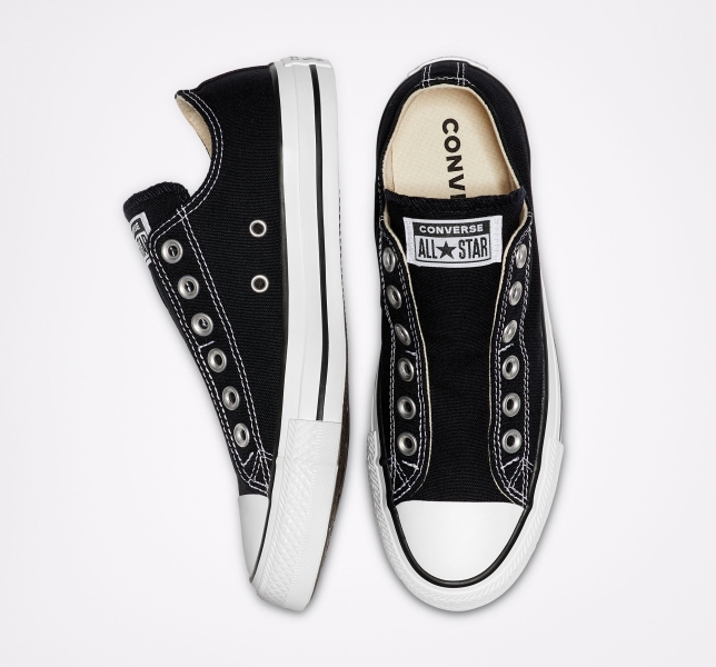 Women's Converse Chuck Taylor All Star Slip Canvas Shoes Black / White / Black | 587-VNGDEJ