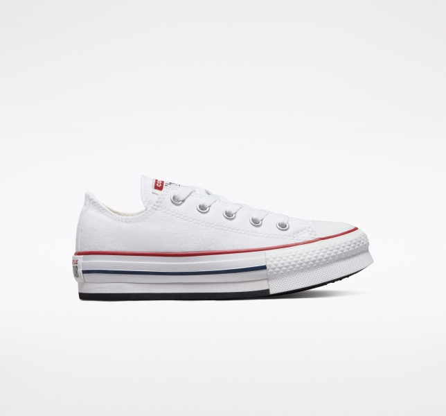 Kids' Converse Chuck Taylor All Star Lift Platform Shoes White / Dark Red / Navy | 683-KFHITS