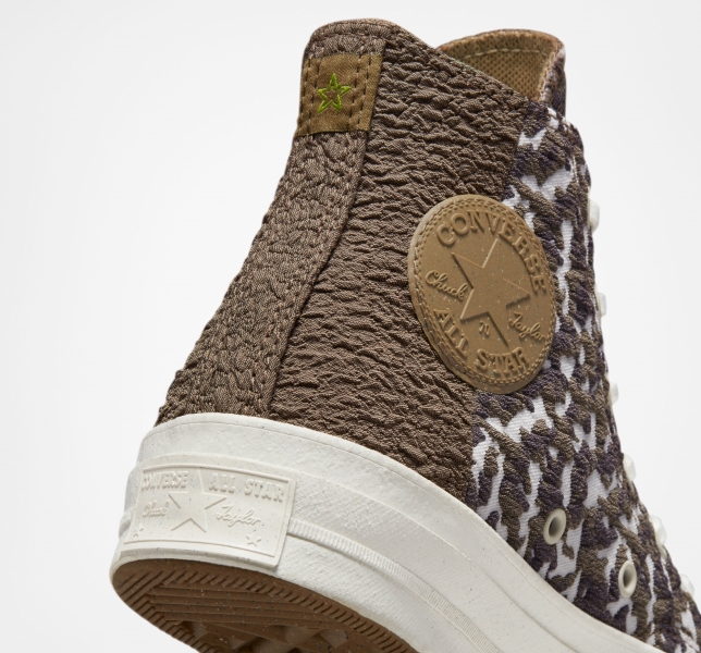 Women's Converse Chuck 70 Split Upper Jacquard Camo High Tops Brown / Dark | 379-VNSJAM