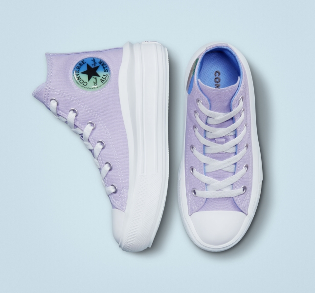Kids' Converse Chuck Taylor All Star Move Gel Patch Platform Shoes Purple / Royal | 193-OPWTCH