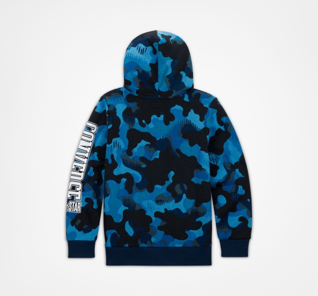 Kids' Converse Camo Pullover Hoodie Navy | 320-CSFPYE