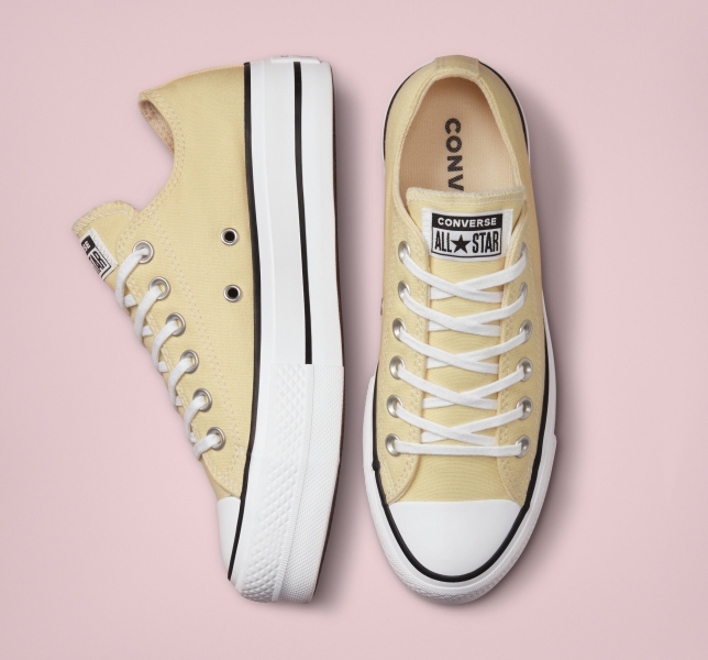 Women's Converse Chuck Taylor All Star Lift Seasonal Platform Shoes Lemon / Black / White | 892-LUAMCE