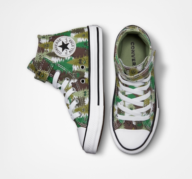 Kids' Converse Chuck Taylor All Star Easy-On Forest Camo Canvas Shoes White / Green / Green | 157-JAYCMQ