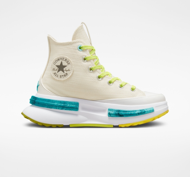 Men's Converse Run Star Legacy CX Mi Gente Mi Alegria High Tops Beige / Lemon / Light Turquoise | 452-RTCPWA