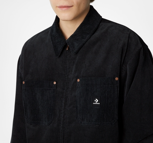 Men's Converse Lightweight Shop Jackets Black | 918-NMGXSW