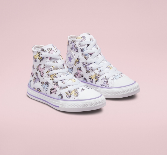 Kids' Converse Chuck Taylor All Star Unicorns Canvas Shoes White / Purple | 073-ZDSYXP
