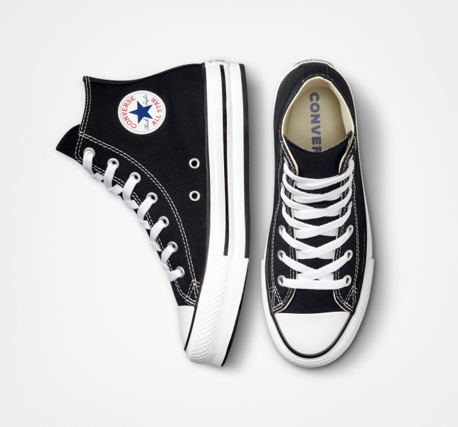 Kids' Converse Chuck Taylor All Star Lift Platform Shoes Black / White / Black | 943-ZTOKAQ