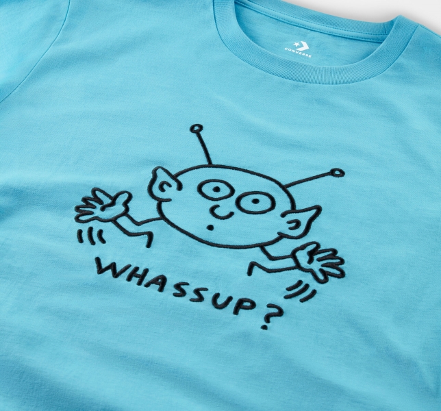 Men's Converse Keith Haring Alien T Shirts Blue | 019-JIUPST