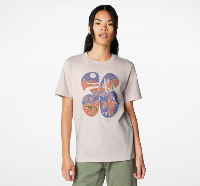 Women's Converse Artist Short Sleeve T Shirts Rose | 162-PAIWDV