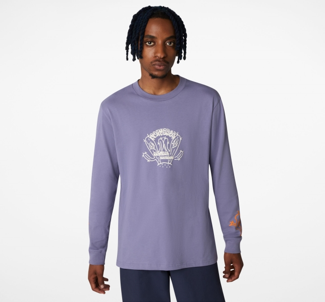 Men's Converse Desert Graphic Long Sleeve T Shirts Purple | 023-FZICQM