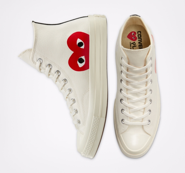 Women's Converse Comme des PLAY Chuck 70 High Tops White / Red | 267-HLEPKN