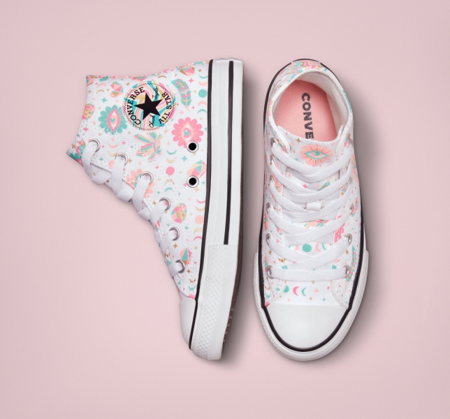 Kids' Converse Chuck Taylor All Star Mystic Gems Canvas Shoes White / Pink / Coral | 037-HUXMYR