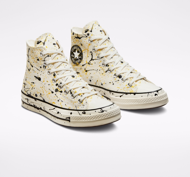 Women's Converse Chuck 70 Archive Paint Splatter Canvas Shoes Black | 795-NOQFZS
