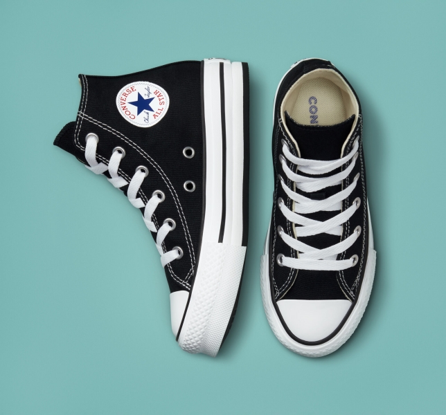 Kids' Converse Chuck Taylor All Star Lift Platform Shoes Black / White / Black | 805-DSMIFX