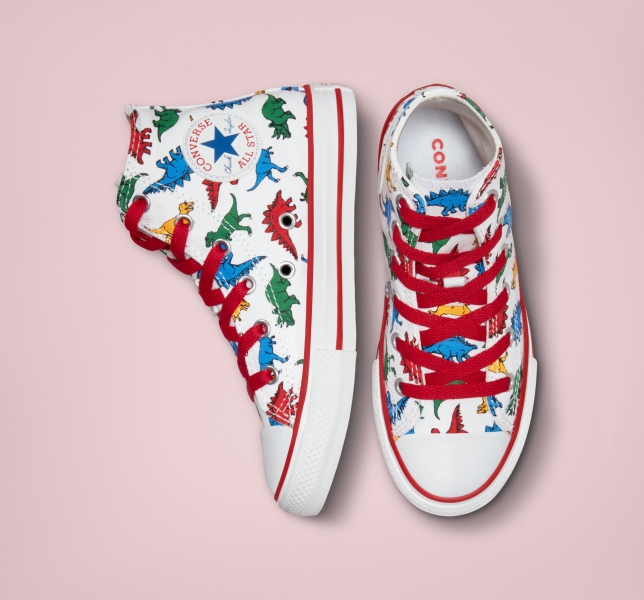 Kids' Converse Chuck Taylor All Star Dinosaurs Canvas Shoes White / Red / Blue | 308-IBNWVP
