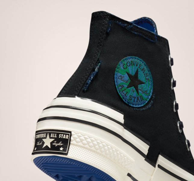 Men's Converse Chuck 70 Hacked Heel Tear Away Canvas Shoes Black / Grey / Blue | 709-OPJUCW