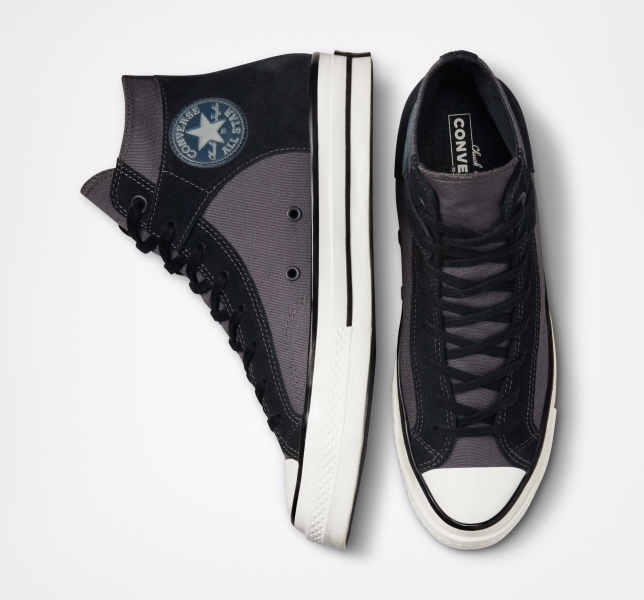 Women's Converse Chuck 70 Crafted Canvas Shoes Black / White | 892-XYLGDT