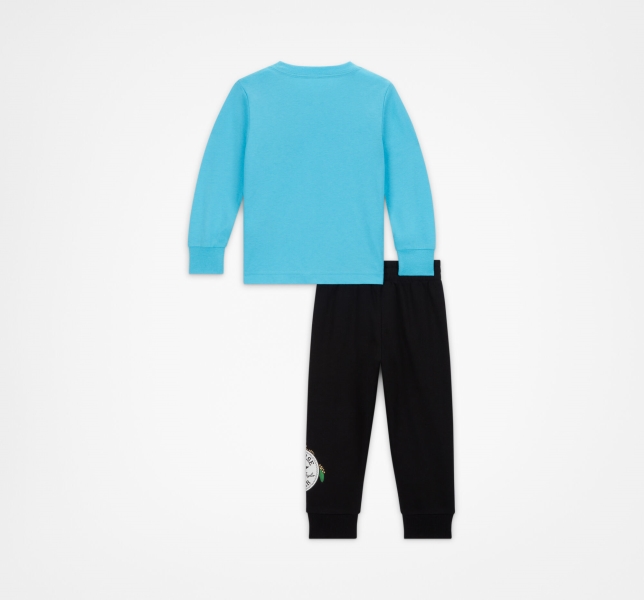 Kids' Converse Long Sleeve Dino Jogger Black | 970-YNGWPK
