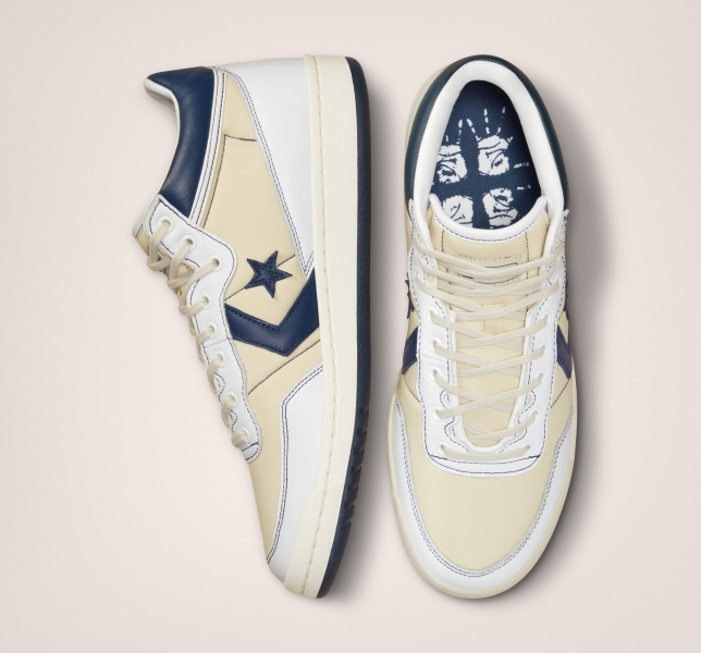 Men's Converse CONS Fastbreak Pro Sage Skate Shoes White / Navy | 968-PAOTGX