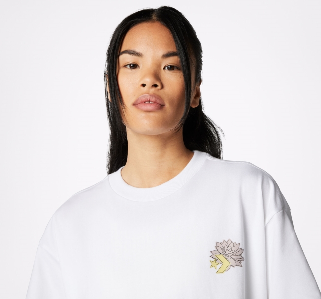 Women's Converse Desert Rave Oversized Art T Shirts White | 890-KPVXWH