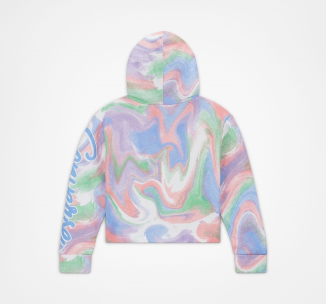 Kids' Converse Dye Printed Chuck Taylor Patch Hoodie Royal | 270-LBDPQF