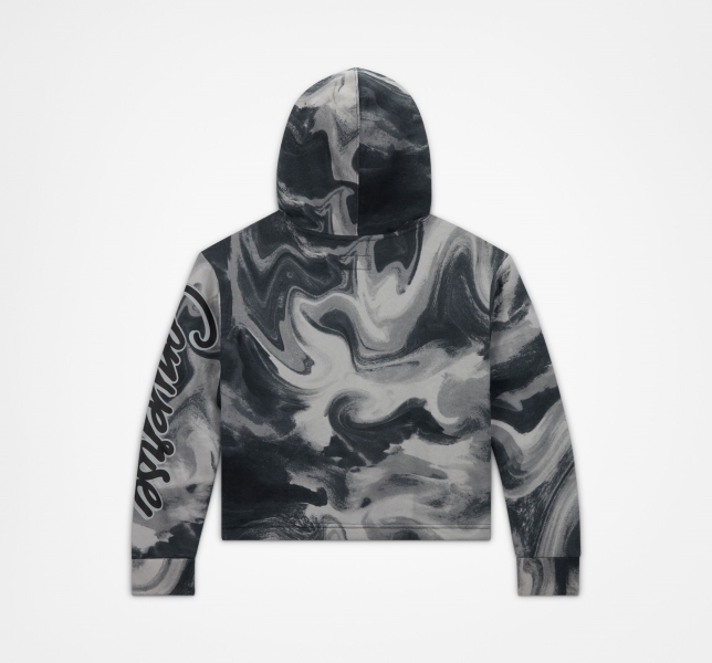 Kids' Converse Dye Printed Chuck Taylor Patch Hoodie Black | 405-XKNBOS