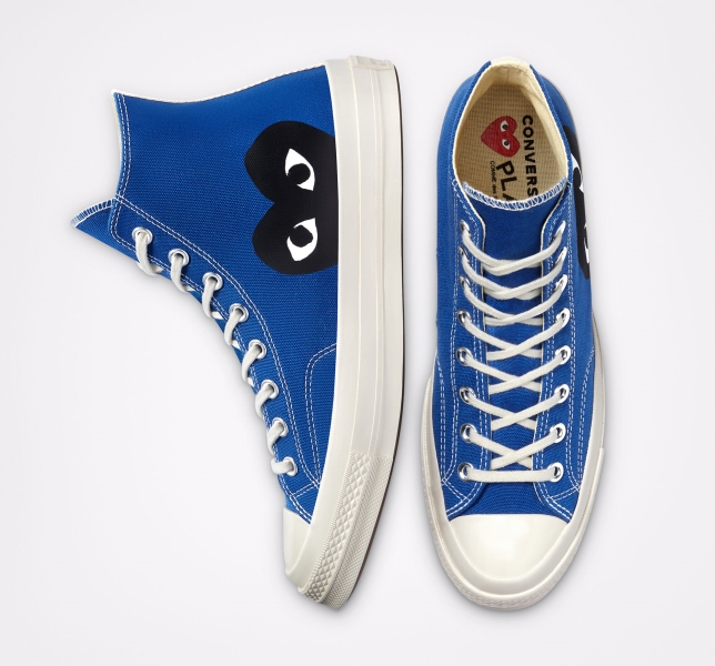 Men's Converse Comme des PLAY Chuck 70 Canvas Shoes Blue / Black | 832-KEUDXS