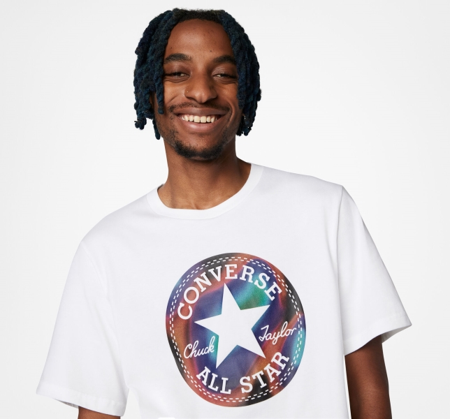 Women's Converse Go-To Chuck Taylor Patch Heat Map Standard Fit T Shirts White | 798-AISWHX