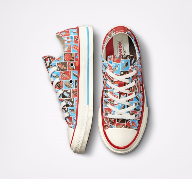Kids' Converse Chuck 70 Frozen Treats Canvas Shoes Red / Blue | 307-UMVIDJ