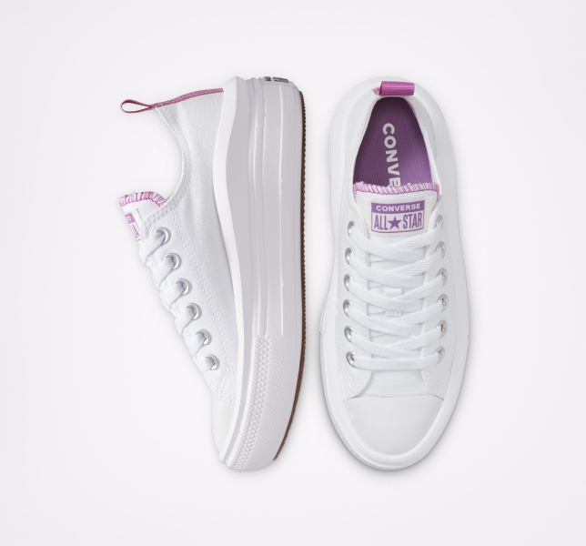 Kids' Converse Chuck Taylor All Star Move Platform Shoes White / Purple / White | 049-SGABPO