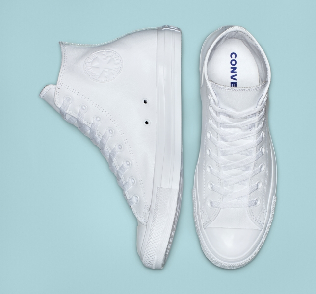 Women's Converse Chuck Taylor All Star Leather Leather Shoes White | 312-BILRVS