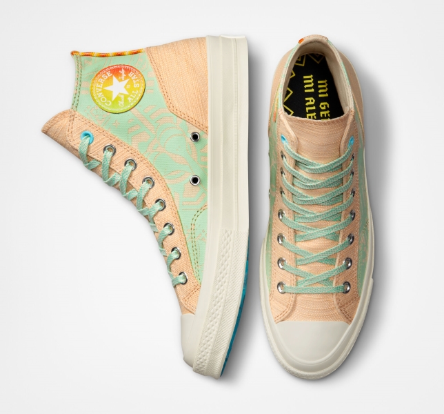 Men's Converse Chuck 70 Mi Gente Mi Alegria Canvas Shoes White Black / Beige White | 038-FCSJHN