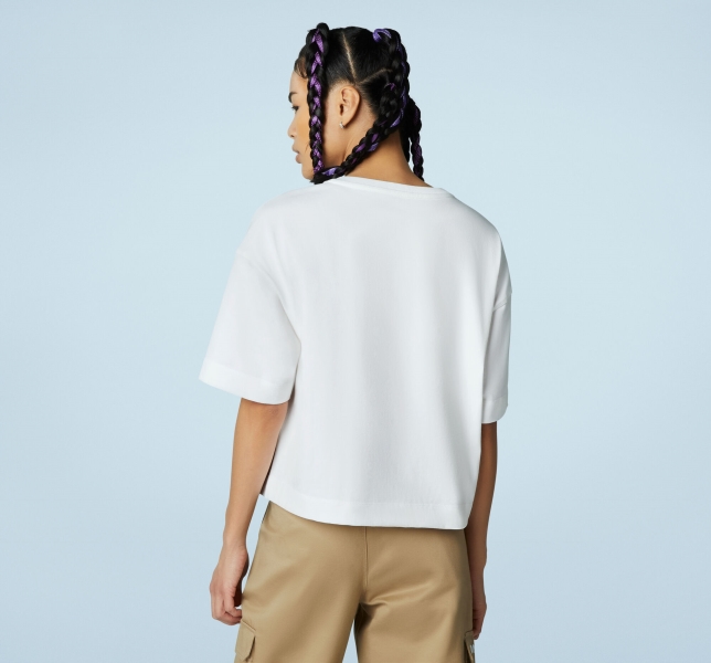 Women's Converse Cropped Chuck Taylor Patch T Shirts White | 743-SRJNLA