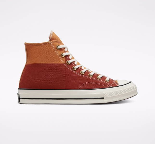 Men's Converse Chuck 70 Colorblocked Canvas Shoes Orange | 347-IBYKUL