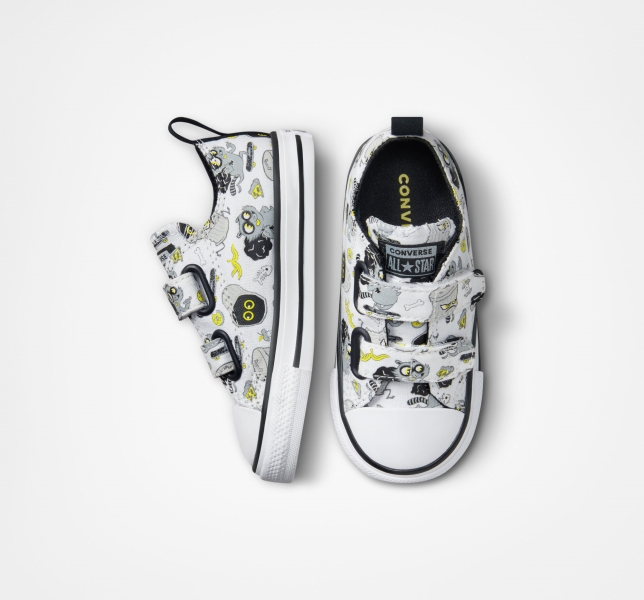 Kids' Converse Chuck Taylor All Star Easy-On Raccoons Canvas Shoes White / Black / Grey | 281-JPTWOR