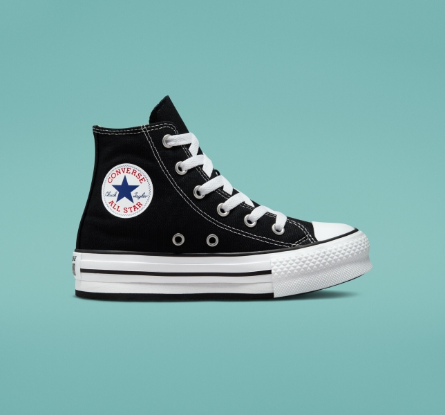Kids' Converse Chuck Taylor All Star Lift Platform Shoes Black / White / Black | 423-HNGKOC