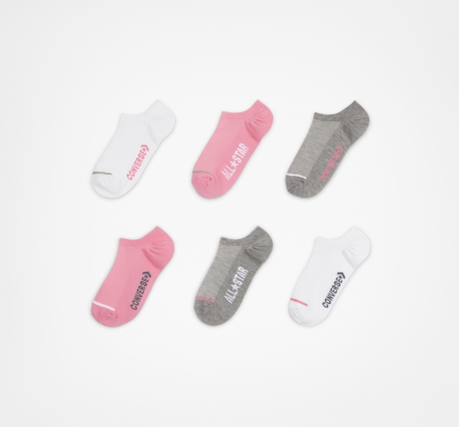 Kids' Converse 6-Pack Wordmark No-Show Socks Pink | 986-JCXNMY