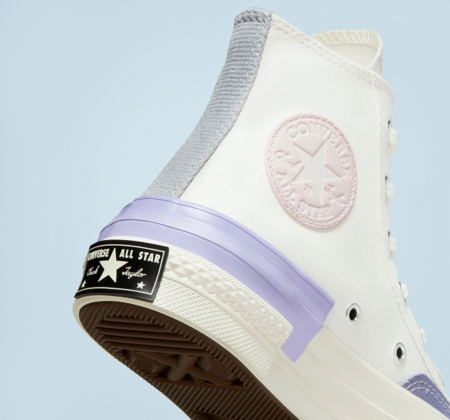 Women's Converse Chuck 70 Pop Layers Canvas Shoes White / Purple | 083-WHBMPR