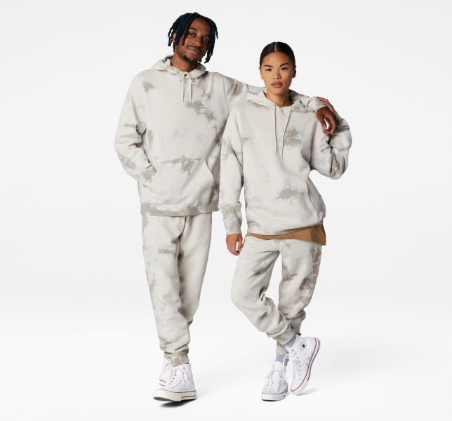 Men's Converse Go-To Star Chevron Washed Standard Fit Sweatpants Light Beige | 264-EMZKDA