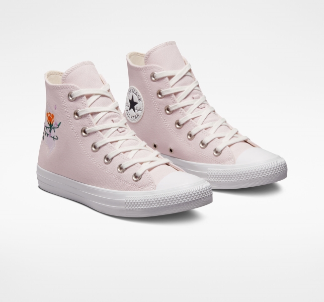 Women's Converse Chuck Taylor All Star Embroidered Crystals High Tops Rose / White | 386-NYRHDA